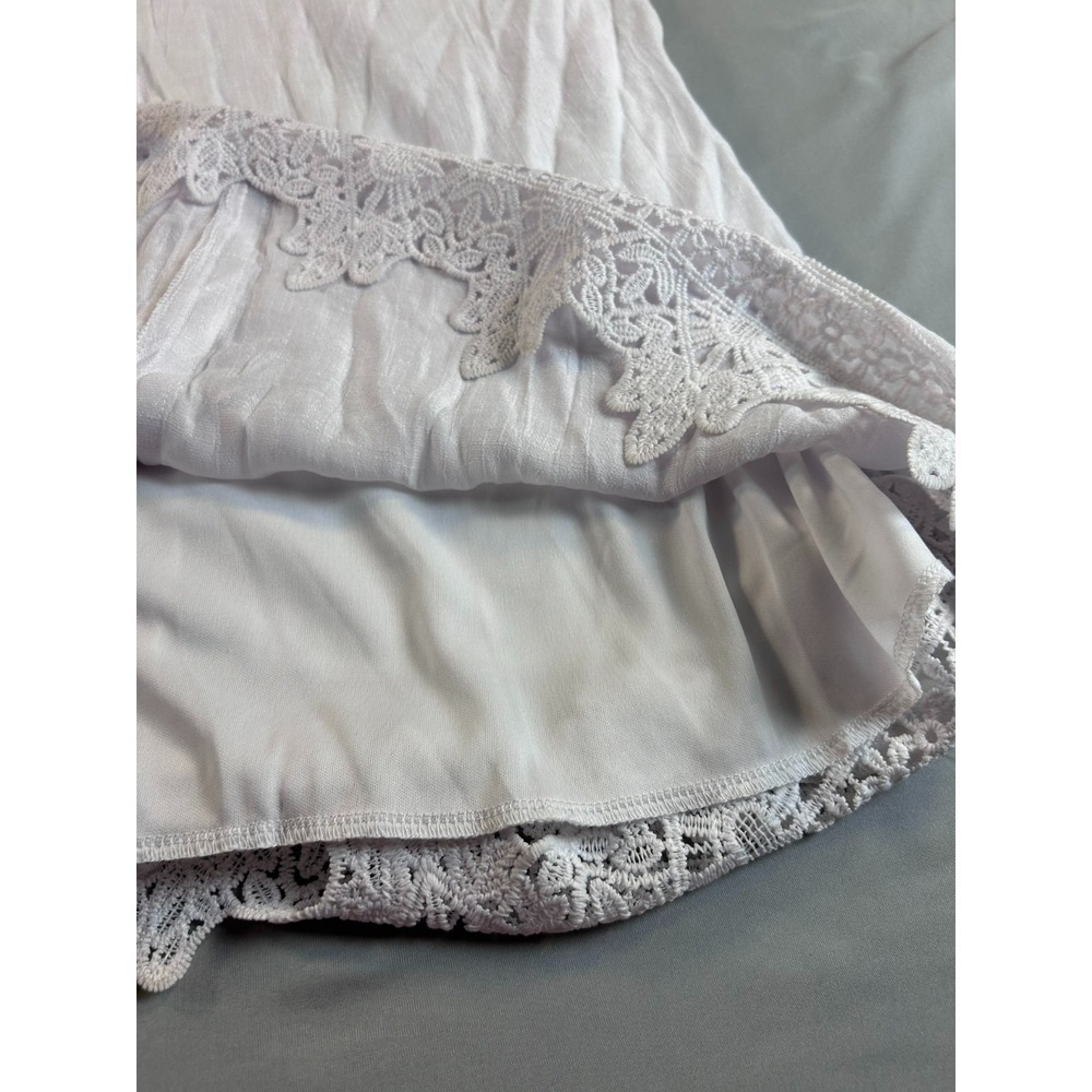 Mlle Gabrielle Womens Dress XL White Boho Cottagecore Lace Hem Button Up - Picture 10 of 11